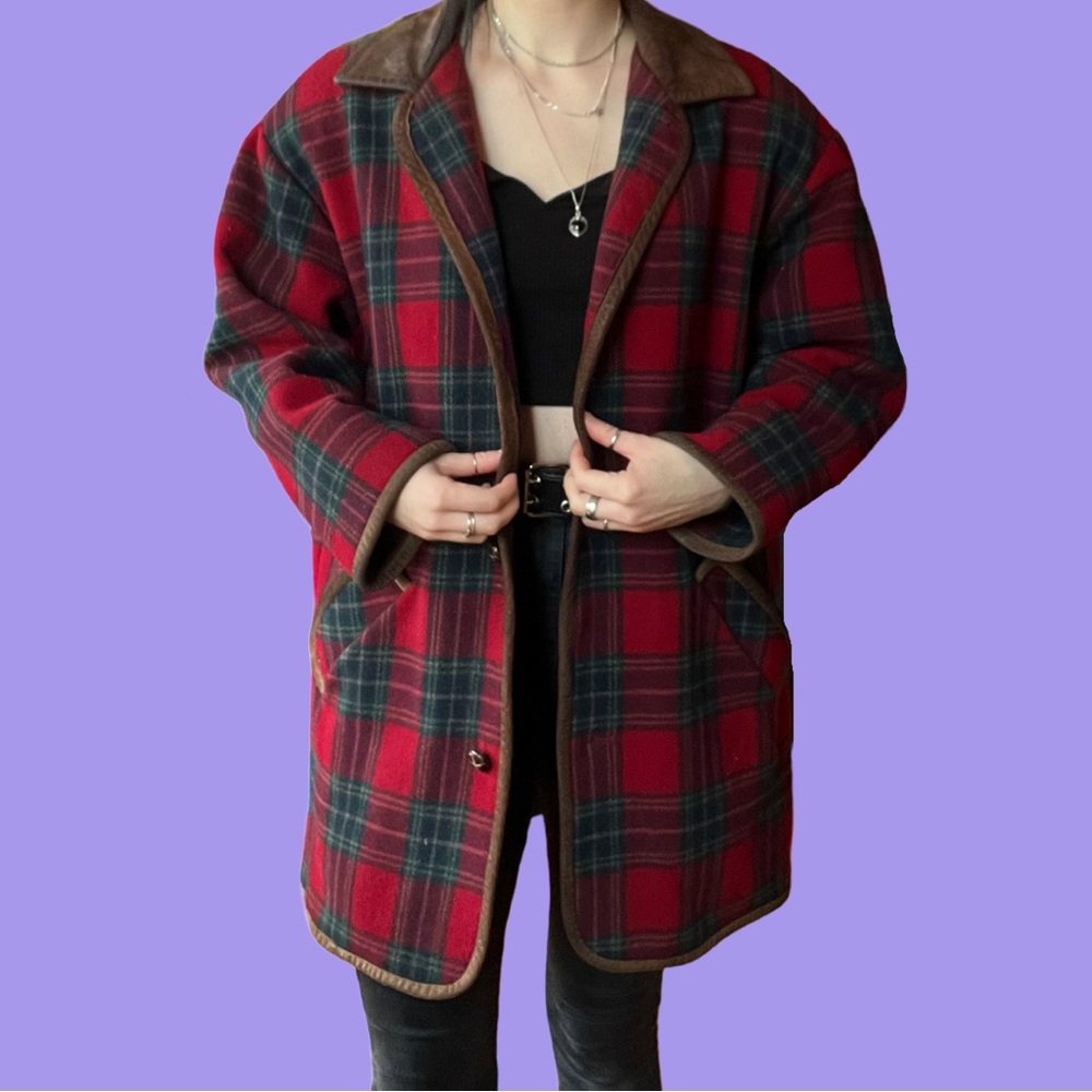 4/45$ Wool Plaid Red and Black Winter Jacket | Vintage